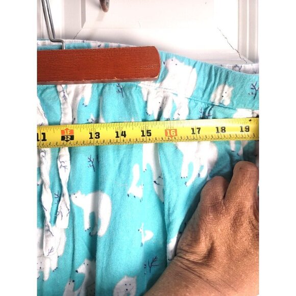 Munki Munki Fleece Pajama Set Polar Bear Print Turquoise Long Sleeve Top & Pants - Picture 6 of 16